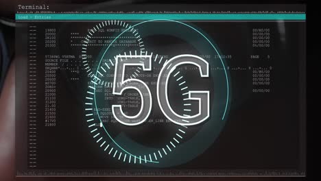 5g-Text-über-Dem-Bildschirm-Mit-Datenverarbeitung-Vor-Nahaufnahme-Eines-Männlichen-Hackers