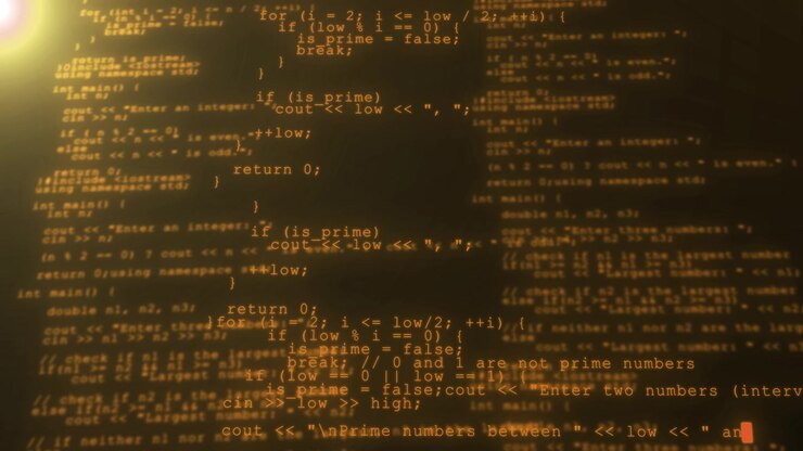 4k programming source scrolling digital code abstract background software development process