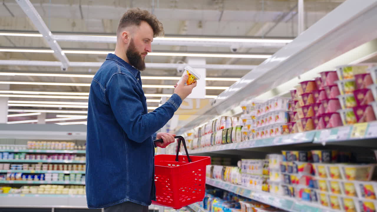 hombre comprando comida en una tienda de comestibles