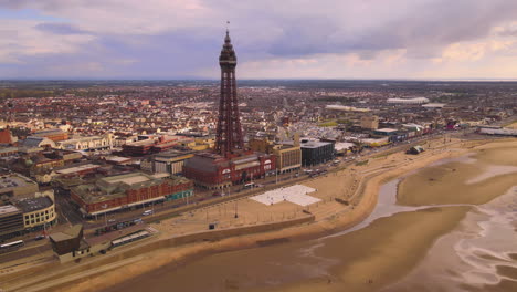 Aerial-view-of-Blackpool-Tower-and-Promenade-in-the-central-area-of-Blackpool