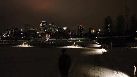 traffic at night in minneapolis downtown