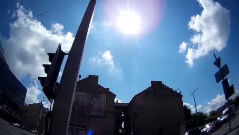driving through vilnius on a sunny day