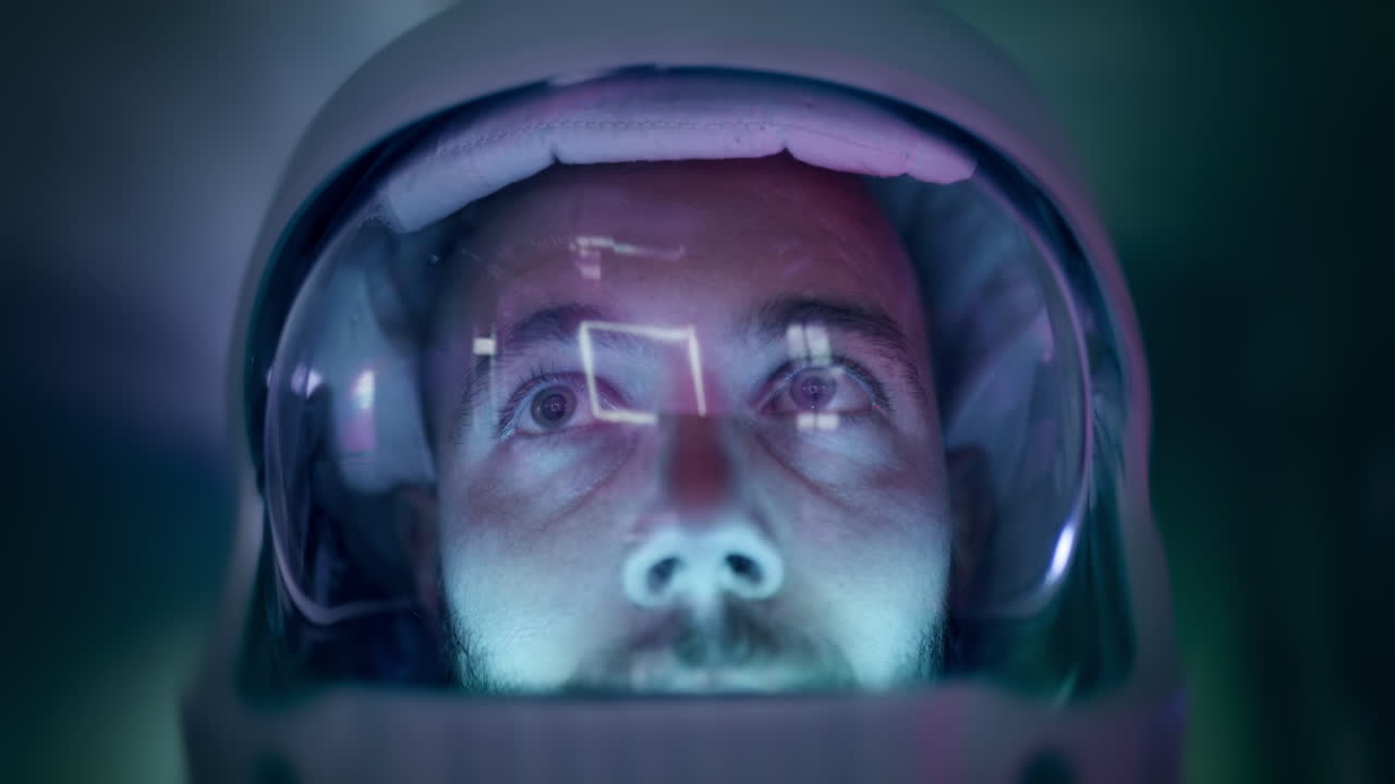 Astronaut in a futuristic helmet