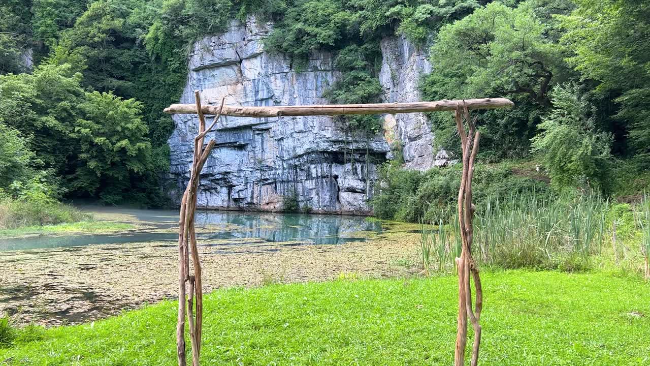 The source of the Krupa river. A beautiful karst spring in Bela Krajina.