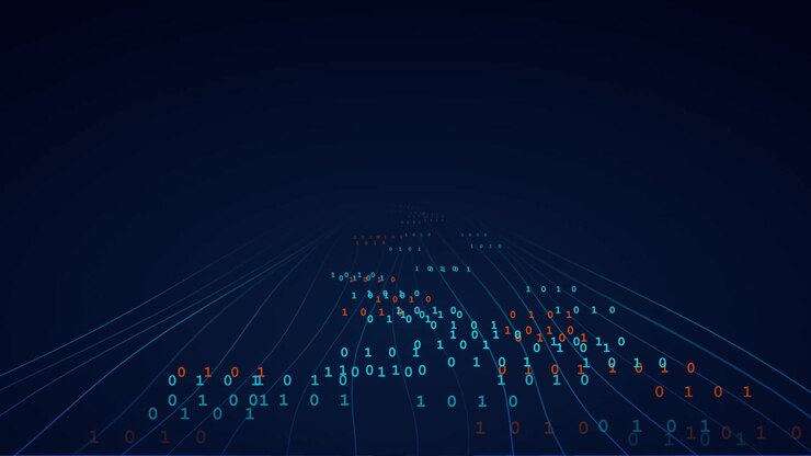 Digital Binary Code Flowing Through Abstract Data Network