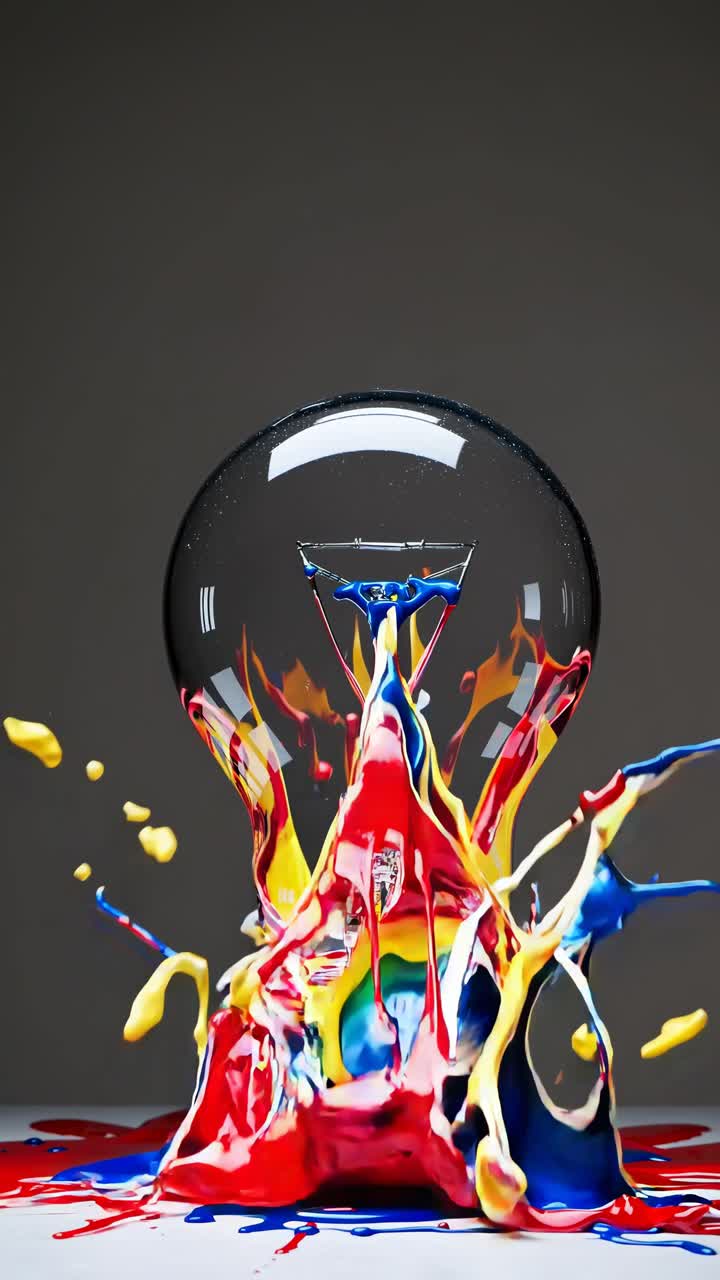 Close-up shot of a light bulb on a gray surface, captured from a low angle