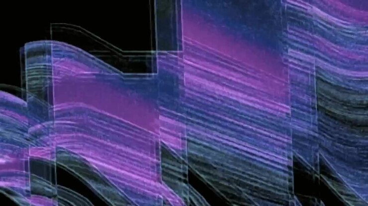 Abstract Digital Glitch Effect with Purple Wavy Lines