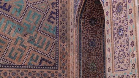 detailed tiling and artwork on ornate archways in samarkand, uzbekistan along the historic silk road