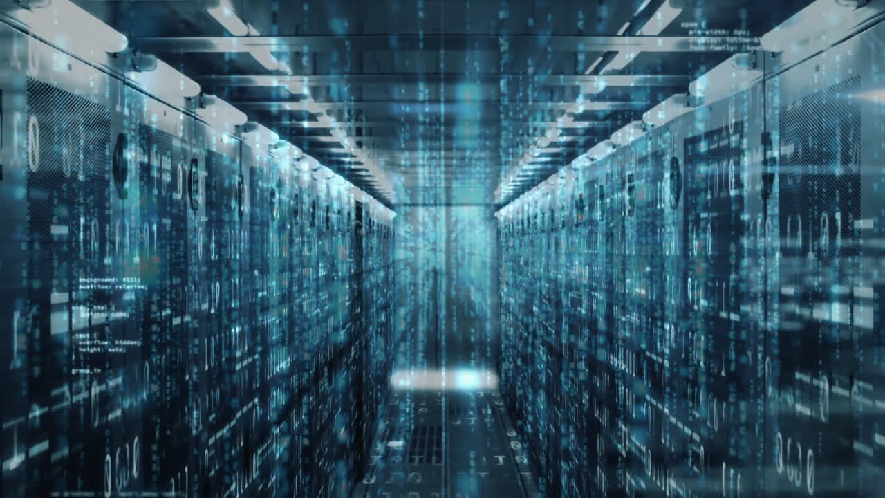 Animation of data processing and digital information flowing