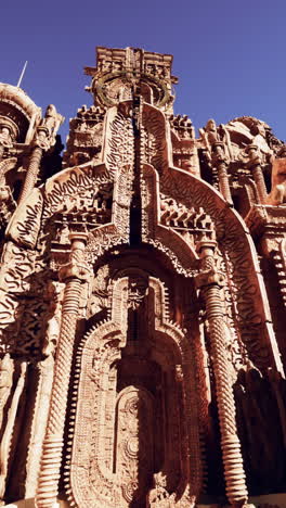 ornate facade of a sculptural building