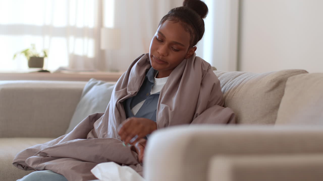 Woman Suffering from Cold or Flu Symptoms