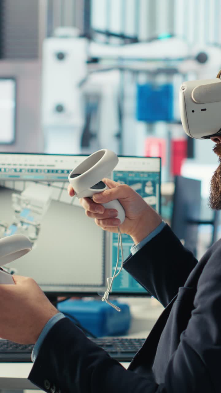 Vertical Video Expert Inspecting Solar Plant Machinery Using Virtual Reality Technology