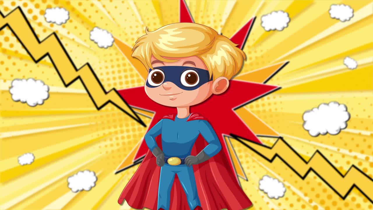 역동적인 배경으로 행동하는 영웅