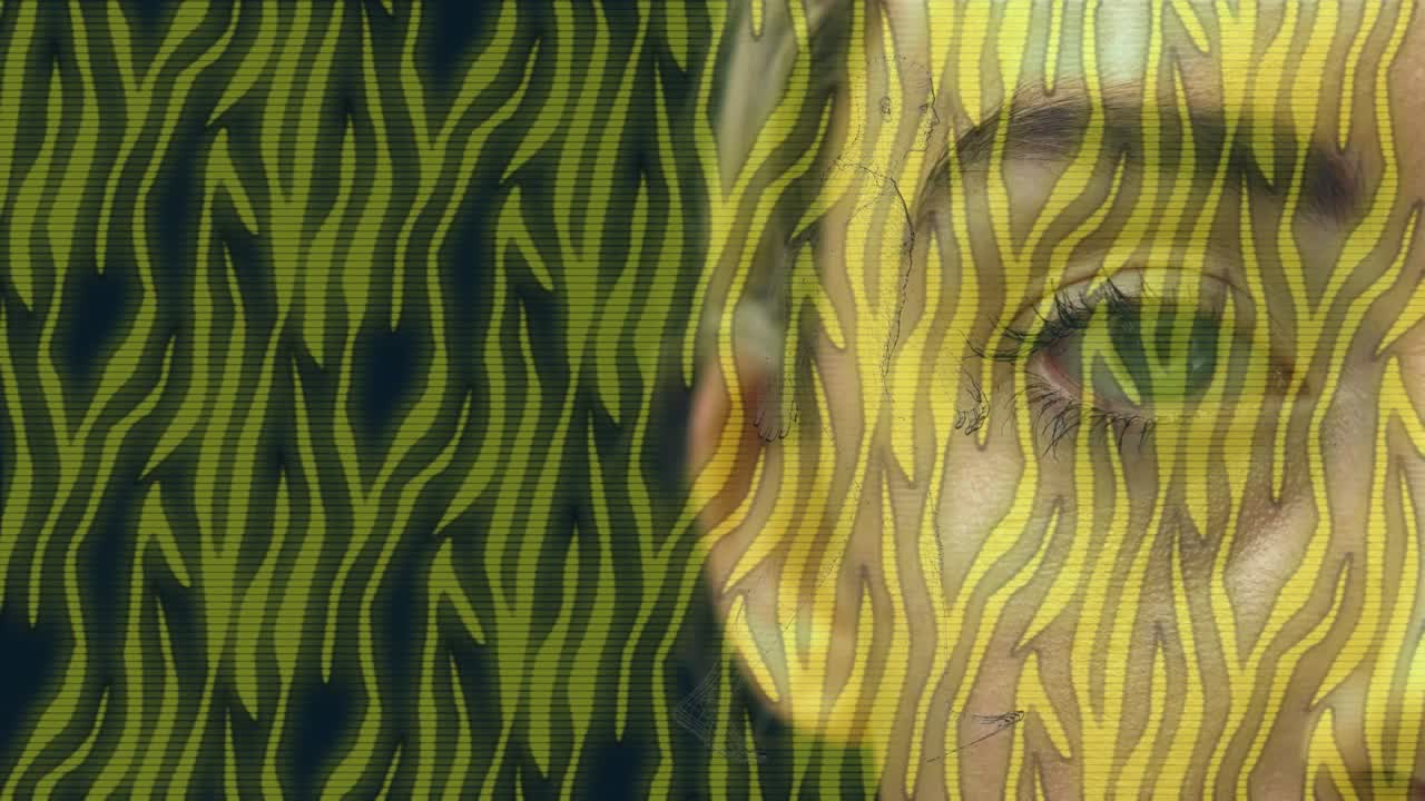 Animation of moving shapes and digital human over eye