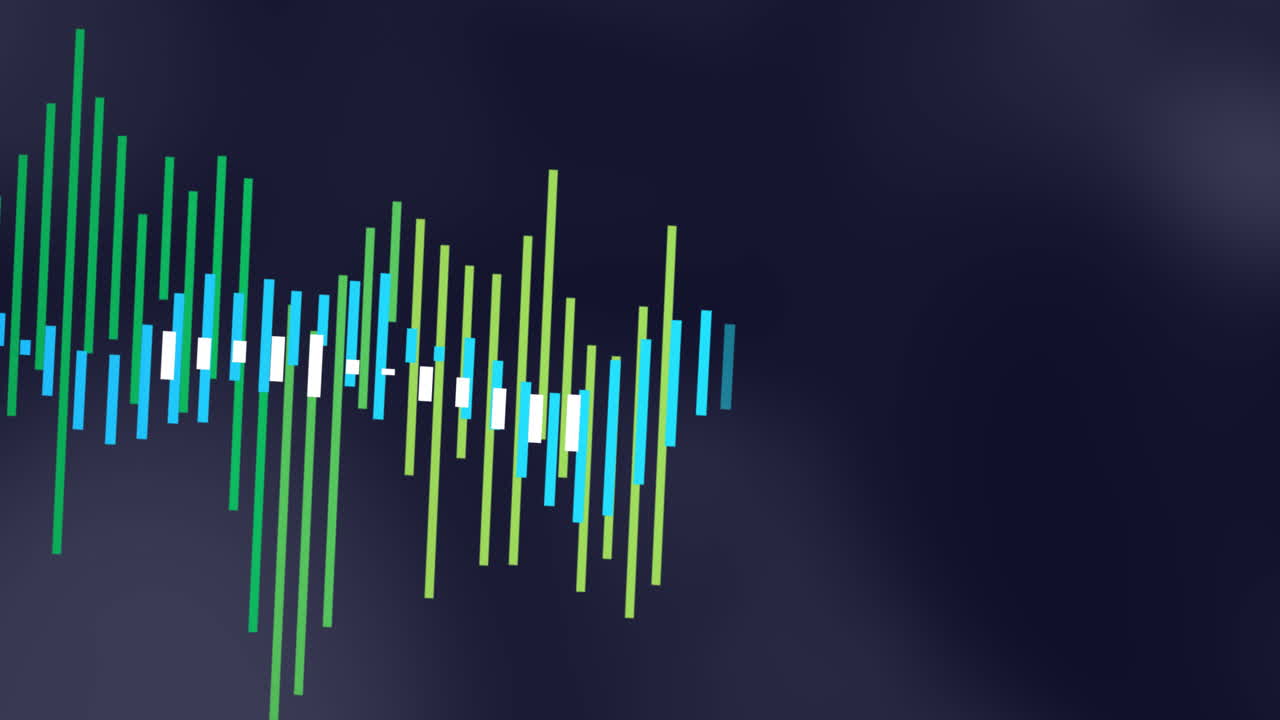 Animation of financial data processing over dark background