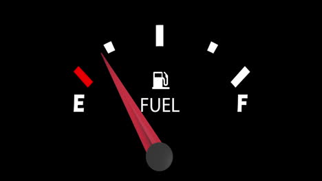 animation of fuel gauge moving over black background