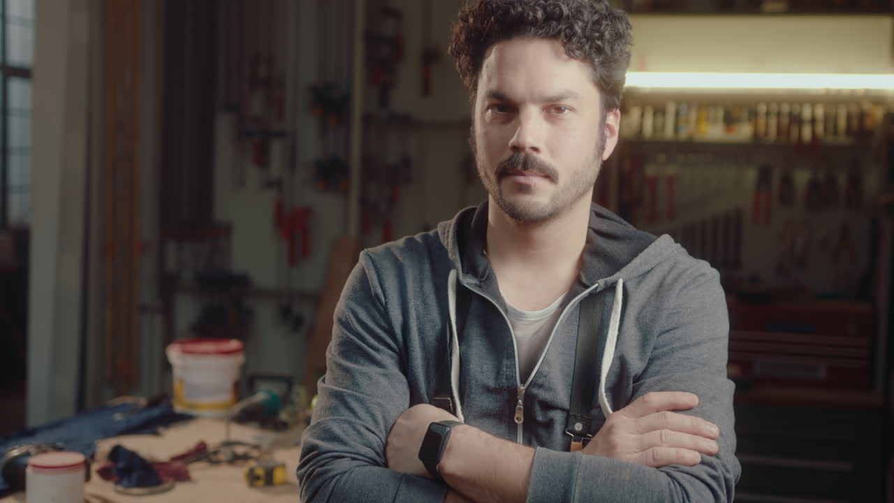 Portrait of Carpenter at Work in the Woodshop