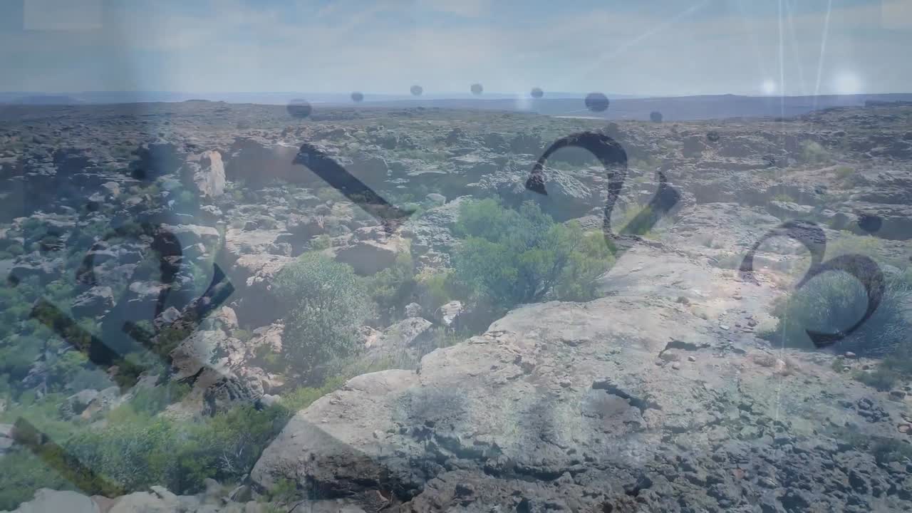 연결 네트워크의 애니메이션과 풍경 위의 시계