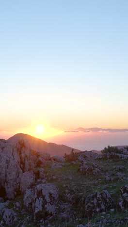sunrise over mountain rocks