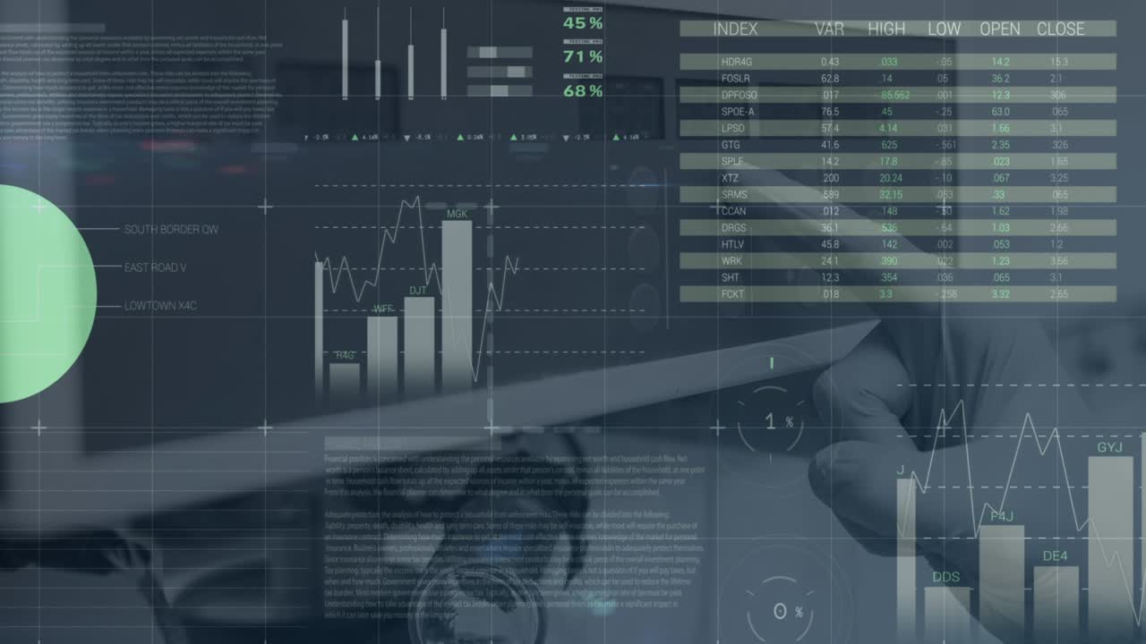 Animasjon av statistikk og databehandling på grå bakgrunn
