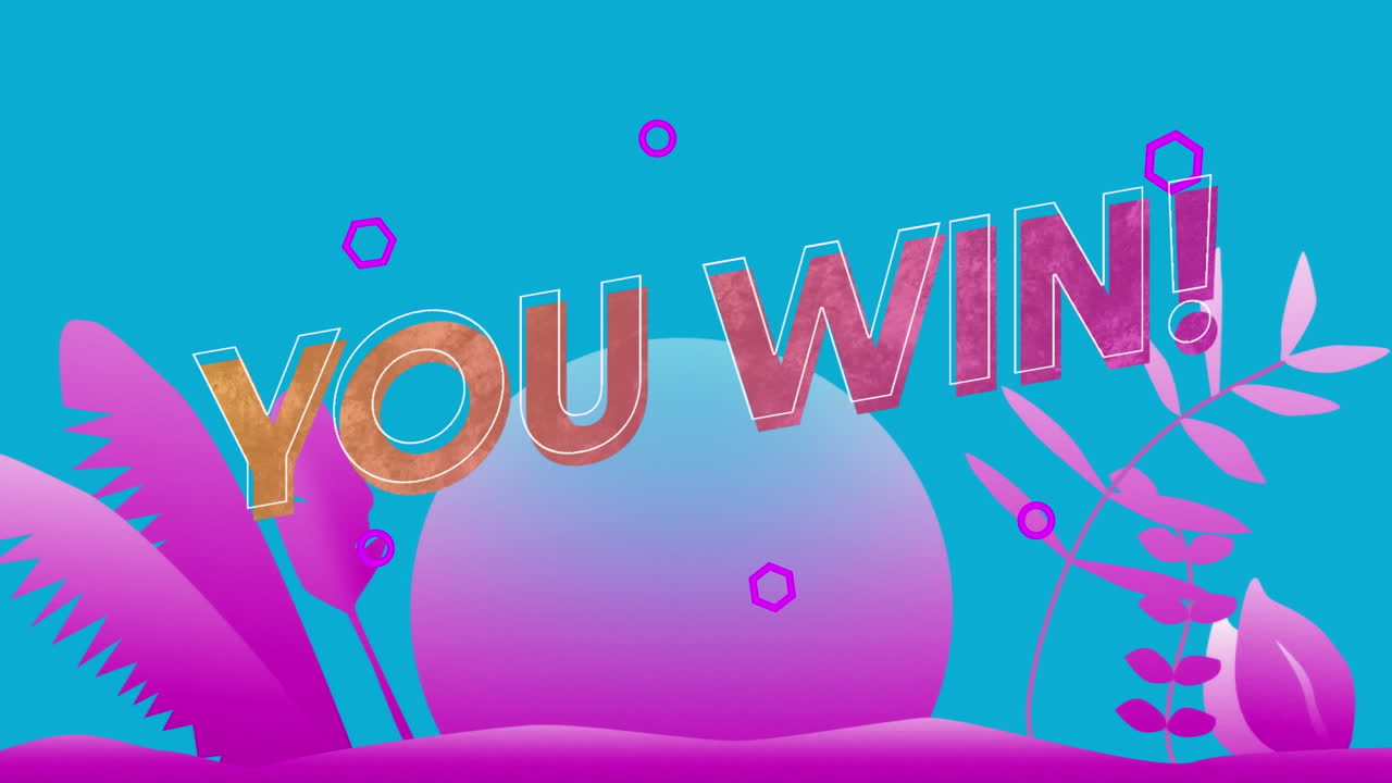 보라색 식물을 상대로 텍스트를 이기는 애니메이션