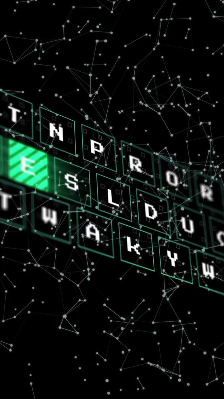 Animation of data processing and network of connections against black background