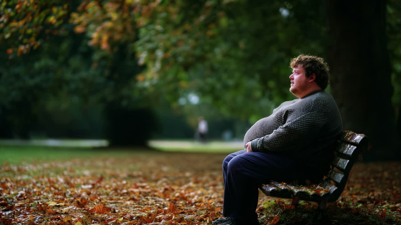 A contemplative moment spent in nature, capturing the essence of solitude and reflection as a person sits on a park bench, surrounded by the beauty of autumn leaves