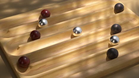 wooden tray with colored balls