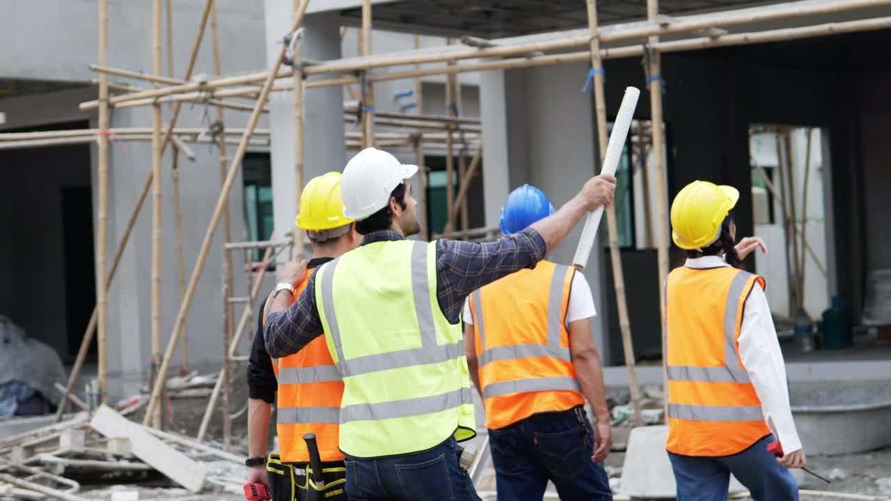 ingeniero civil estrecha la mano y luego se aleja