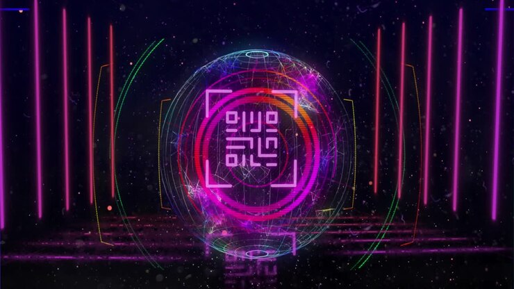 Animation of qr code over scope scanning and globe
