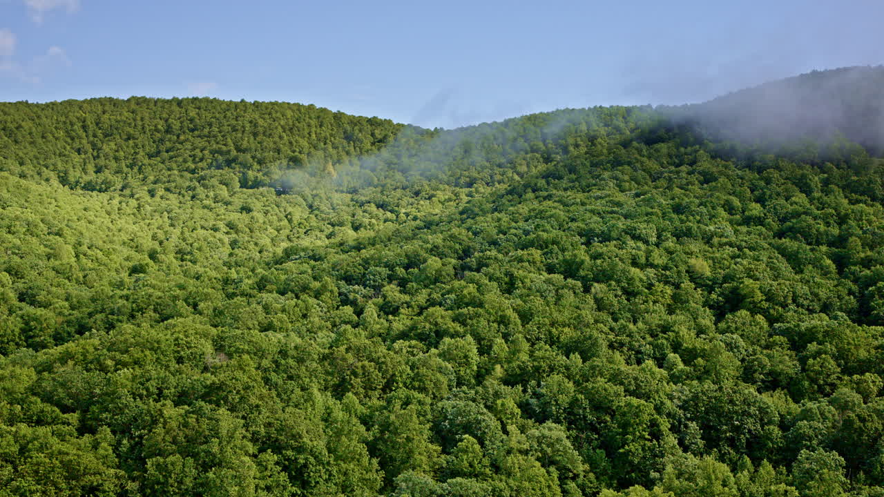 Captivating drone view of mist-filled ridges in the Smoky Mountains