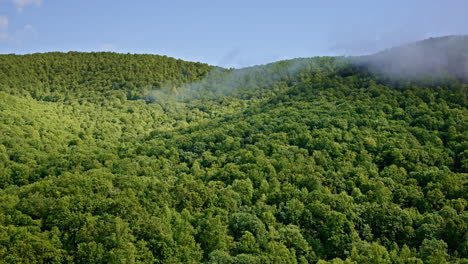 captivating drone view of mist-filled ridges in the smoky mountains