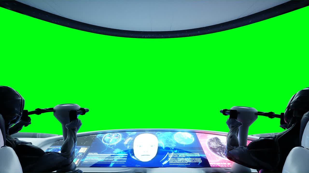 interiores futuristas de ciencia ficción con robots. imágenes en pantalla verde en 4k.