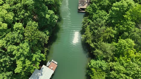 Top-view-of-finger-inlet-of-Lake-Lanier-with-dock-view-and-boats