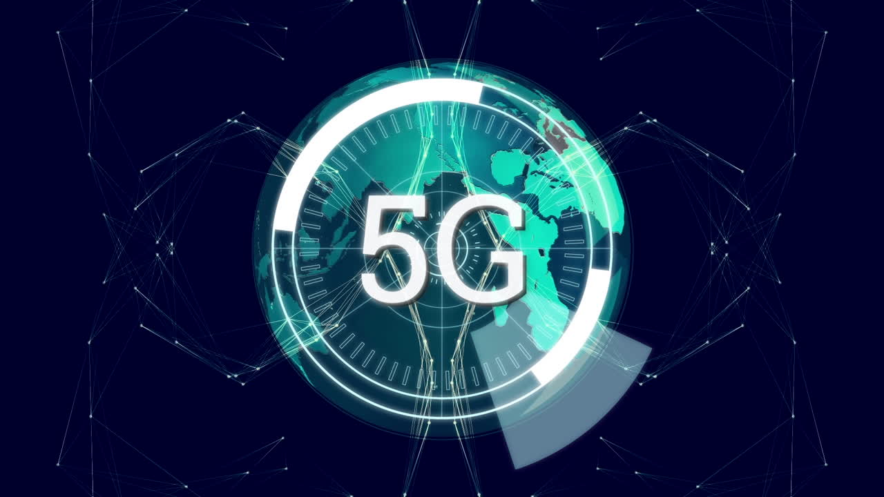 animazione del testo 5g sul globo