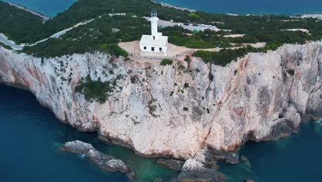 aerial view of doukáto lighthouse on lefkada