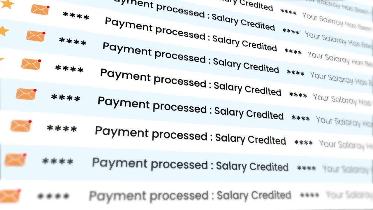 Email notifications showing salary credited payments