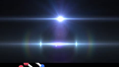 Animation-Eines-Sich-Drehenden-DNA-Strangs-Mit-Leuchtenden-Lichtern,-Die-Sich-Auf-Blauem-Hintergrund-Bewegen
