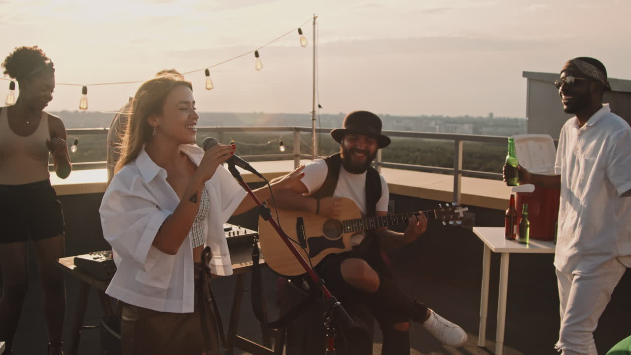 Band Performing at Rooftop Party