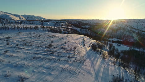Verschneite-Landschaft-Von-Norwegen-Kirkenes-Während-Der-Wintersaison,-Norwegen