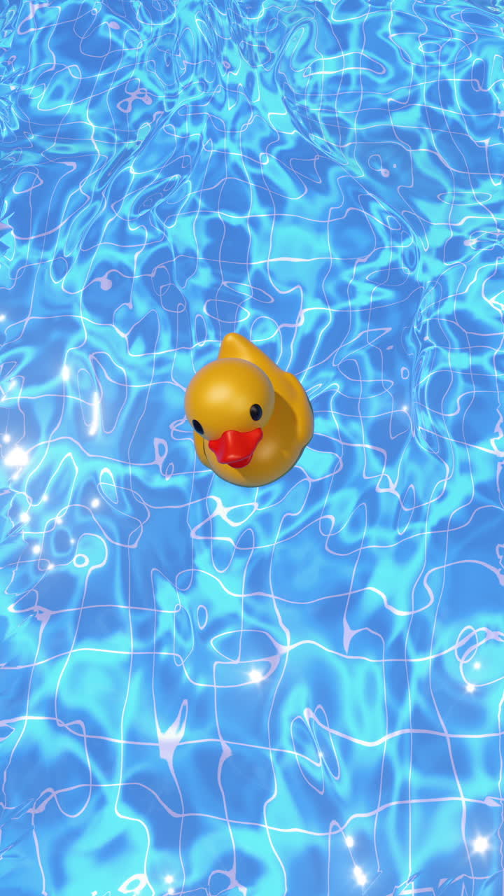 A delightfully cute rubber duck swimming happily and carefree in a sparkling pool of water