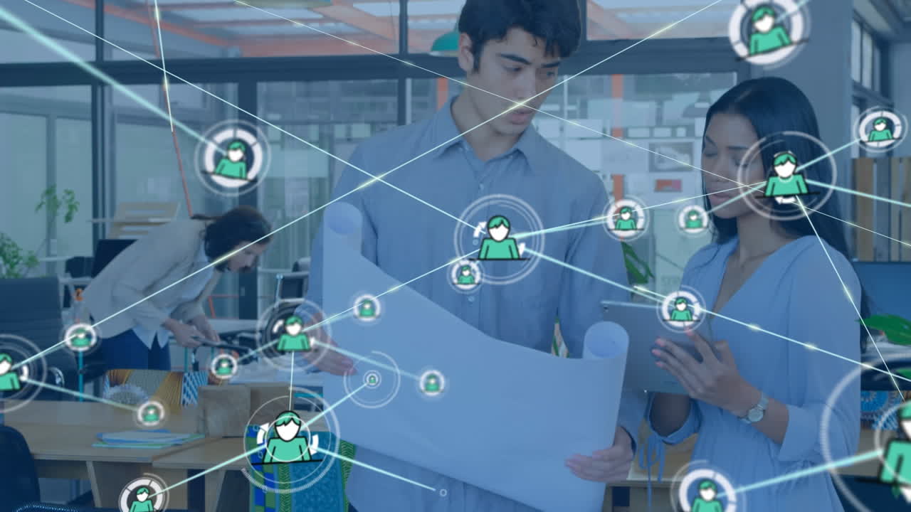 オフィスのさまざまなビジネスマンとのつながりのネットワークの活性化