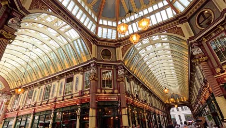 ornate ceiling and bustling market scene