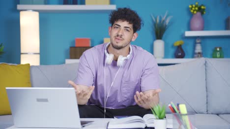 College-student-looking-and-talking-positively-at-camera.-Motivational-speech.