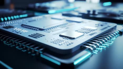 high-resolution look at advanced microchips showcasing complex circuitry and intricate designs. this environment highlights innovation in technology and electronics development.
