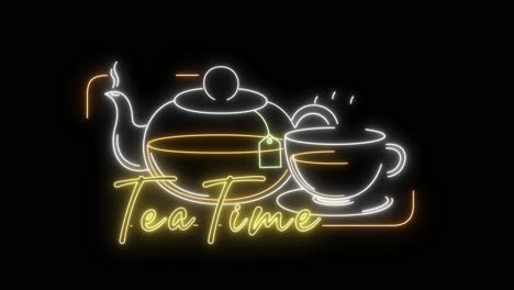 neon sign animation of a relaxing tea time.