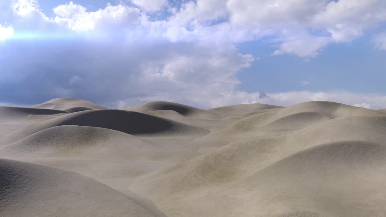 paisaje desértico con dunas y nubes