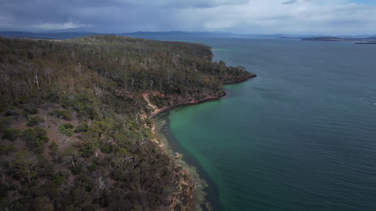 Lime Bay State Reserve And Seascape In Tasmania, Australia - Aerial Shot