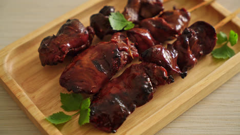 grilled chicken liver with herbs and spices on plate