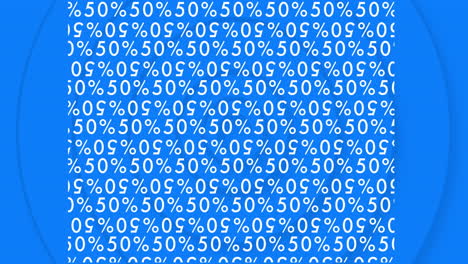 animation of 50 percent text on blue background